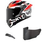 Capacete KYT TT Course Vinales Balance Vermelho Gunmetal Mais Viseira Fumê e Spoiler Fumê Cor:Preto+VermelhoTamanho:56