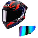 Capacete KYT TT Revo Speeding Preto Azul e Vermelho Mais Viseira Camaleão Tamanho:56 Capacete KYT TT Revo Speeding Preto Azul e Vermelho Mais Viseira Camaleão Tamanho:56