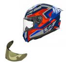 Capacete Ls2 FF810 Vigo Spinn Azul Fosco + Viseira Dourada