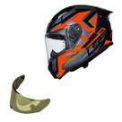 Capacete Ls2 FF810 Vigo Spinn Preto Prata + Viseira Dourada