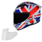Capacete Masculino Asx City Kingdom Azul Moto + Viseira Fume