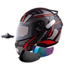 Capacete Masculino Ebf Spider Vermelho Com Narigueira Extra Mais Viseira Fumê e Camaleão