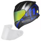 Capacete Masculino Norisk Razor Full Azul Viseira Dourada