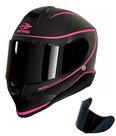 Capacete Mormaii M1 Classic Preto Fosco Rosa + Viseira Fumê