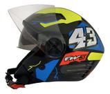 Capacete Moto Aberto Fw3 X Open Up 43 Tam 56 Viseira Cristal Óculos Interno Fumê ABS Amarelo e Azul