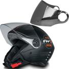 Capacete Moto Aberto Viseira Cromada Preto Fosco Laranja 56