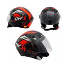 Capacete Moto Aberto X Open Speed Preto Com Vermelho Viseira Cristal Inmetro Tamanho 60 - FW3