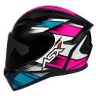 Capacete Moto Asx City Start Brilho Preto/Turquesa/Rosa Fechado Tamanhos