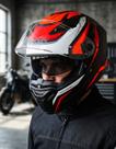 Capacete Moto Axxis Panther SV Thorn Fechado Viseira Solar Cor:Preto+VermelhoTamanho:62