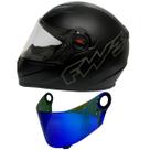 Capacete Moto Fechado Gt Classic Preto Fosco Fw3 + Viseira Revo Azul Brilhante FW3