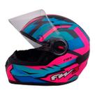 Capacete Moto Fechado GTN Fox Rosa Viseira Cristal Inmetro Tamanhos 56 58 60 - FW3