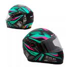 Capacete Moto Fechado GTN R1 Preto Fosco com Azul Turquesa Viseira Cristal Inmetro Tamanho 56 - FW3