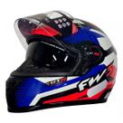 Capacete Moto Fechado GTX Super Vermelho com Azul/Branco Viseira Cristal Inmetro Tamanho 58 - FW3 Capacete Moto Fechado GTX Super Vermelho com Azul/Branco Viseira Cristal Inmetro Tamanho 58 - FW3