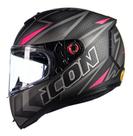 Capacete Moto Fechado Peels Icon Fast Preto Fosco Cor:Preto Fosco Com RosaTamanho:56