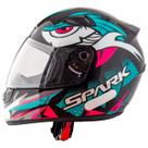 Capacete Moto Fechado Spark Dragon Viseira Cristal Preto c/ Azul Turquesa Inmetro Tamanho 56 - EBF