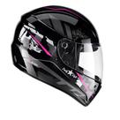 Capacete Moto Feminino Fly F-9 City Preto Brilhante e Rosa Tamanho:58