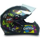 Capacete Moto FW3 Gt Cartoon Preto Fosco C/ Viseira De Cristal Vários Tamanhos