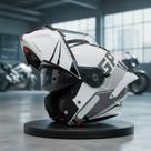 Capacete moto gp tech a128 sv pulse articulado be yourself branco cinza escamotiavel masculino feminino