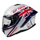 Capacete moto gp tech pilot gp uk azul vermelho bandeira reino unido