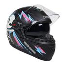 Capacete Moto GTX Mansão Maromba Preto Fosco Grafite / Rosa e Azul com Óculos Interno e Viseira Cristal Tamanho 56 58 60 Capacete Moto GTX Mansão Maromba Preto Fosco Grafite / Rosa e Azul com Óculos Interno e Viseira Cristal Tamanho 56 58 60