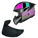 Capacete Moto Ls2 FF810 Vigo Shift Cinza Rosa + Viseira Fume Capacete Moto Ls2 FF810 Vigo Shift Cinza Rosa + Viseira Fume