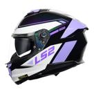 Capacete moto ls2 stream ii ff808 gran camaleão lilas com oculos solar