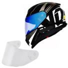 Capacete Moto Norisk Razor Full Branco Viseira Azul Light