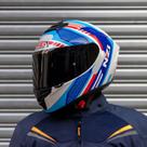 Capacete Moto NZI Trendy Connected Branco/Vermelho/Azul - 56 Capacete Moto NZI Trendy Connected Branco/Vermelho/Azul - 56