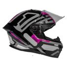 Capacete motociclista feminino fechado esportivo moto gp tech pilot blade casco preto rosa brilhante abs tam 56