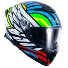 Capacete Mt Thunder 4 Sv Drax B7 Branco E Azul Brilhante