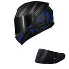 Capacete norisk ff802 razor full preto/azul fosco mais viseira fumê