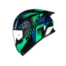 Capacete norisk flow pulse azul verde com spoiler aerofolio