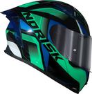 Capacete Norisk Flow Pulse Verde E Azul Viseira Cromada