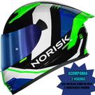 Capacete norisk flow run branco verde azul preto 2 viseiras e spoiler