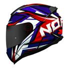 Capacete Norisk Razor Sharp Azul e Vermelho Brilhante Moto