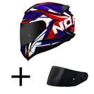 Capacete Norisk Razor Sharp Azul Vermelho e Branco Mais Viseira Fumê