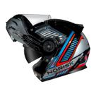 Capacete Norisk Route FF345 Charge Preto/Prata/Azul Articulado 62/XL