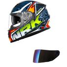 Capacete Norisk Soul II Control Azul e Laranja Mais Viseira Camaleão Tamanho:56