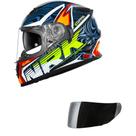 Capacete Norisk Soul II Control Azul e Laranja Mais Viseira Prata Tamanho:60