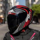 Capacete NZI Trendy 3 Stream Connected Preto/Vermelho/Anthracite - 56 Capacete NZI Trendy 3 Stream Connected Preto/Vermelho/Anthracite - 56