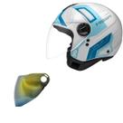 Capacete Peels Freeway Line Up Branco Azul + Viseira Dourada