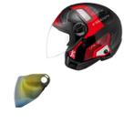 Capacete Peels Freeway Line Up Vermelho + Viseira Dourada
