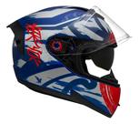 Capacete Peels Icon Pro Tokio Oculos Solar Azul Prata Fosco