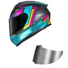 Capacete Race Tech Hit Android Cinza e Rosa Mais Viseira Prata