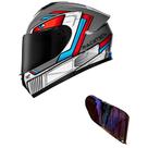 Capacete Race Tech Hit Android Cinza e Vermelho Mais Viseira Camaleão Vermelha Tamanho:56