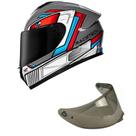 Capacete Race Tech Hit Android Cinza e Vermelho Mais Viseira Fumê Tamanho:58
