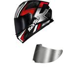Capacete Race Tech Hit Draw Cinza e Vermelho Mais Viseira Prata