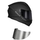Capacete Race Tech Hit Monocolor Preto Fosco Mais Viseira Prata