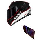 Capacete Race Tech Hit Plus Preto Branco e vermelho Mais Viseira Camaleão Vermelha