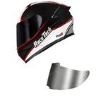 Capacete Race Tech Hit Plus Preto Branco e vermelho Mais Viseira Prata
